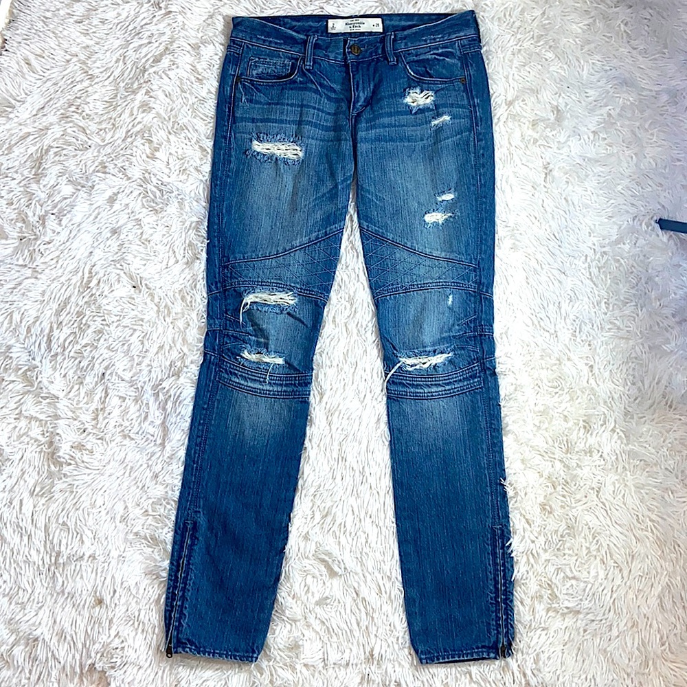 Abercrombie & Fitch Distressed Moto Skinny Jeans Size 2